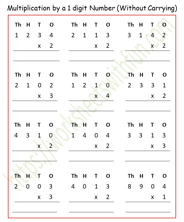 Maths - Class 4: Multiplication by a 1 digit Number (Without Carrying